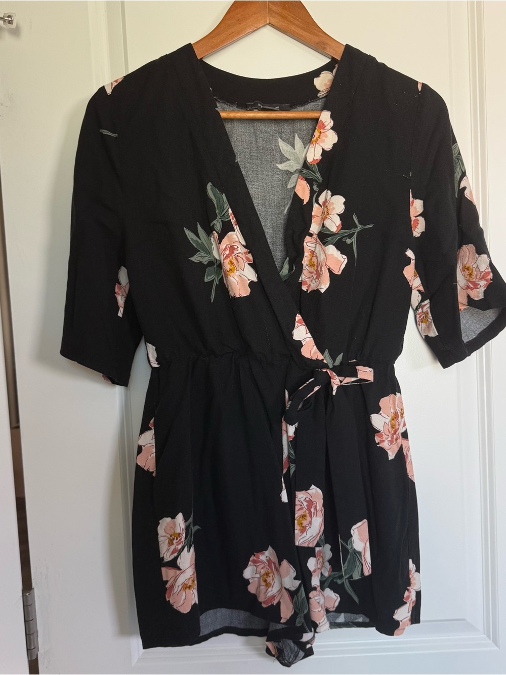 Boho Cottagecore Summer Floral Wrap Romper Short Sleeve Primark Size M